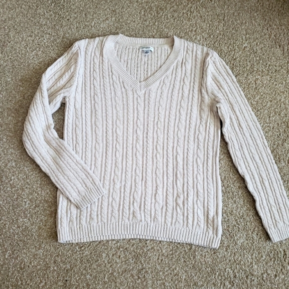 3/$15 Croft & Barrow v-neck sweater   cream and gold fits medium - Picture 1 of 7
